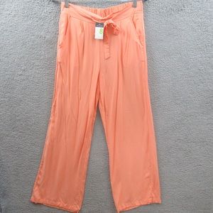 Primark Womens Pants Size 8 Coral Wide Leg Pockets Mid Rise Lightweight Summer